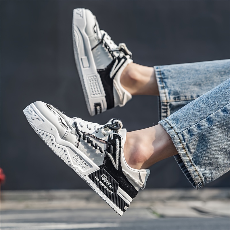 Men's Lace Up Platform Skate Shoes, Lightweight Comfy Non-slip
