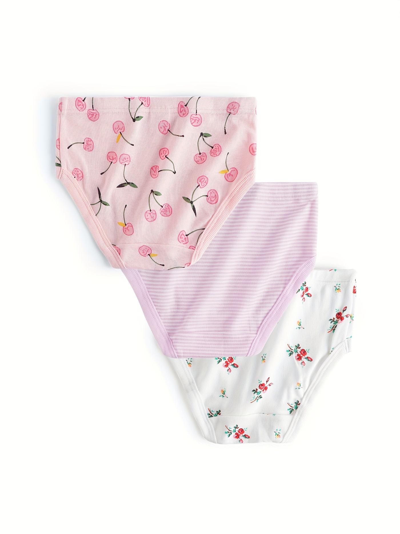 Toddlers Girls Panties Cute Fruit Pattern Stripe Waist - Temu