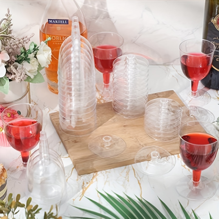 50pcs, Clear Plastic Wine Glasses, 5.07oz Plastic Wine Tasting Glasses,  Reusable Round Wine Cups, Pudding Beer Champagne Dessert Cups, Home Bar  Party