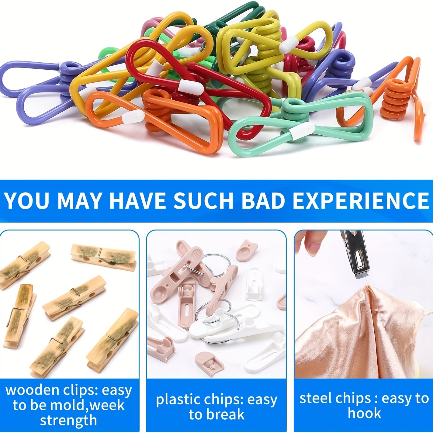 Chip Clips, Utility PVC-Coated Steel Clip for Food