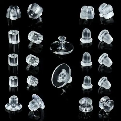 Clear Silicone Earring Backs - 150 Pcs / 75 Pairs Hypoallergenic Secure  Push-Back Earring Stoppers for Stud Earrings, 10x6mm Full-Cover Studs