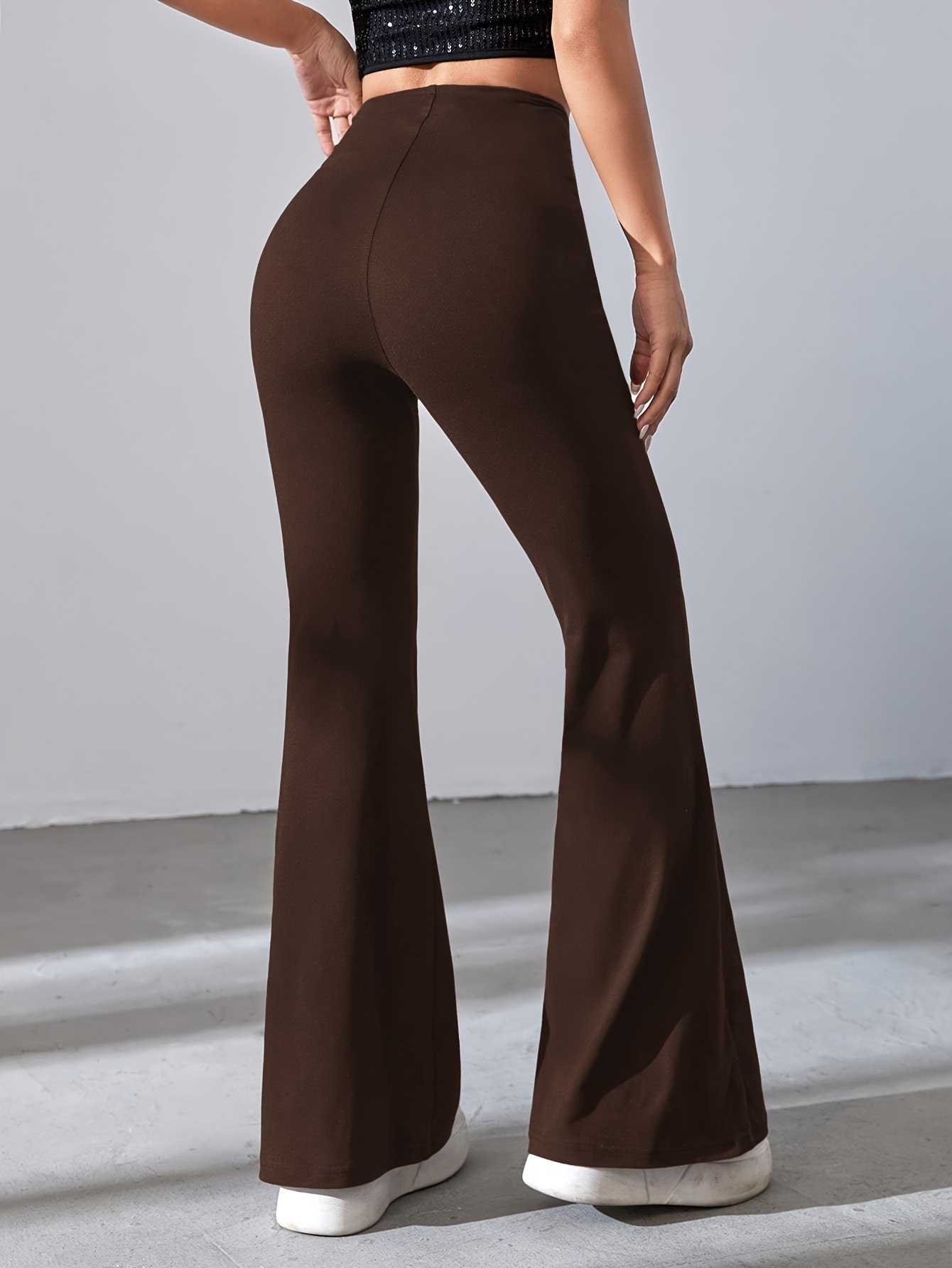 SHEIN ICON Drawstring Ruched Flare Leg Pants