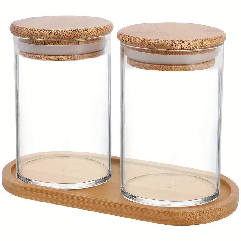 Cotton Swab Holder With Bamboo Lid Tray Cotton Ball - Temu