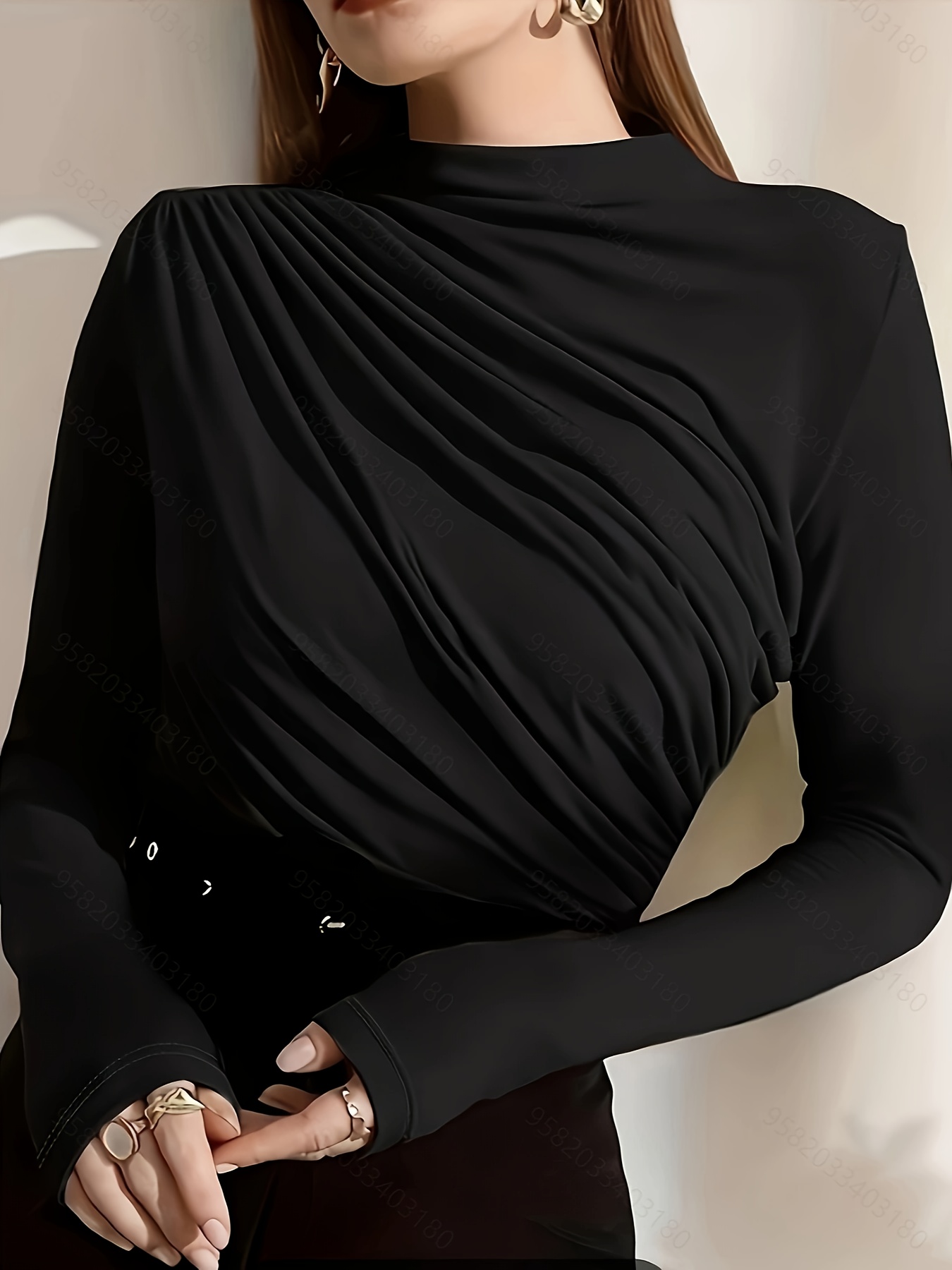 Camisa Negra Manga Larga Mujer - Temu Chile