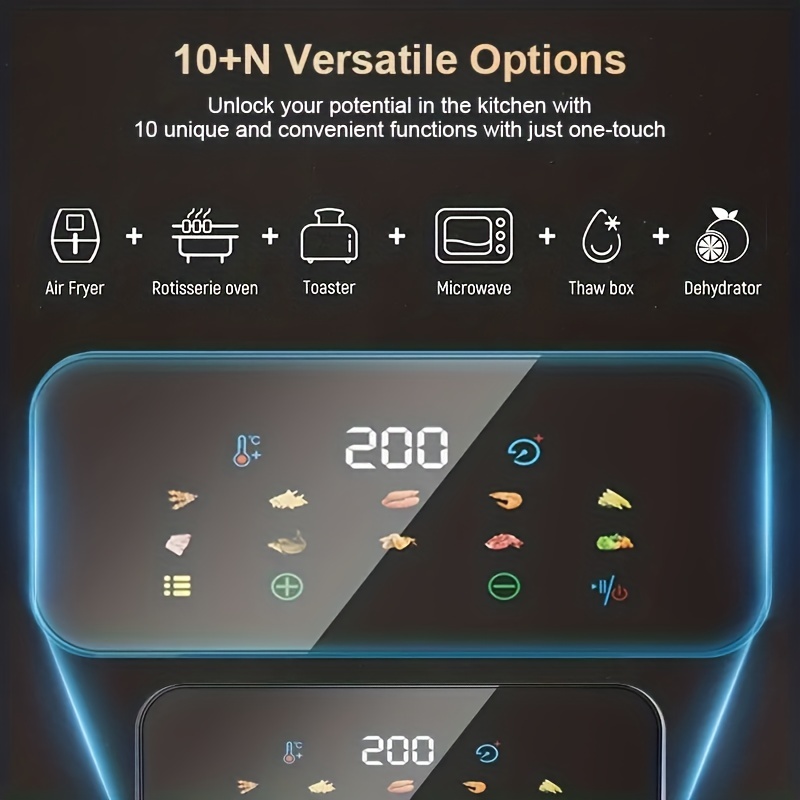 Freidora de aire eléctrica Horno de convección Asador de aire Freidora  Horno Turbo Cocina eléctrica sin aceite Receta 360 ° Calefacción Gran  capacidad