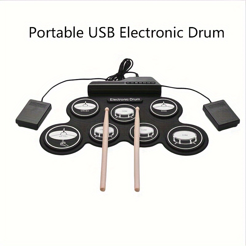 Batterie électronique avec pad de Percussion, Pliable et Portable