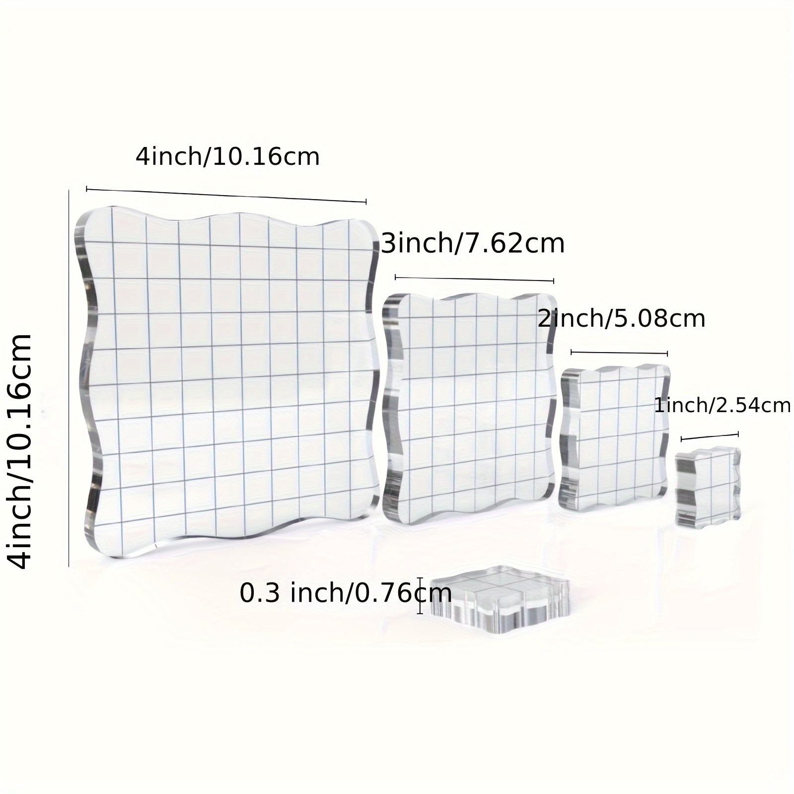3 Pieces Grid Blocks Tools Stamp Blocks Acrylic Clear Stamping Blocks Tools with Grid and Grip, Decorative Stamp Blocks for DIY Crafts Ornaments