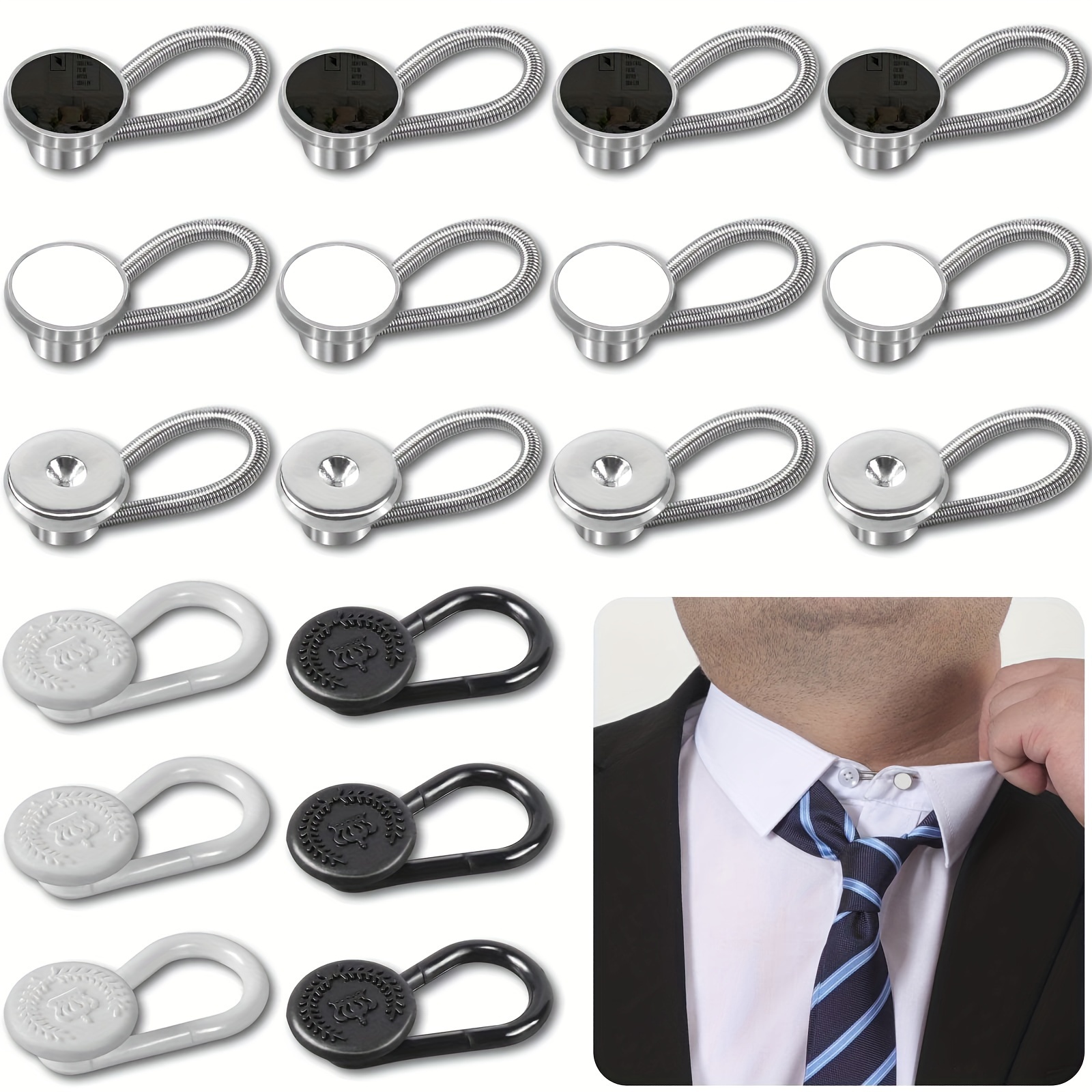 Johnson & Smith Collar Extenders / Neck Extender / Wonder Button for 1/2 Size Expansion of Men Dress Shirts, 5 +1 Pack, 3/8