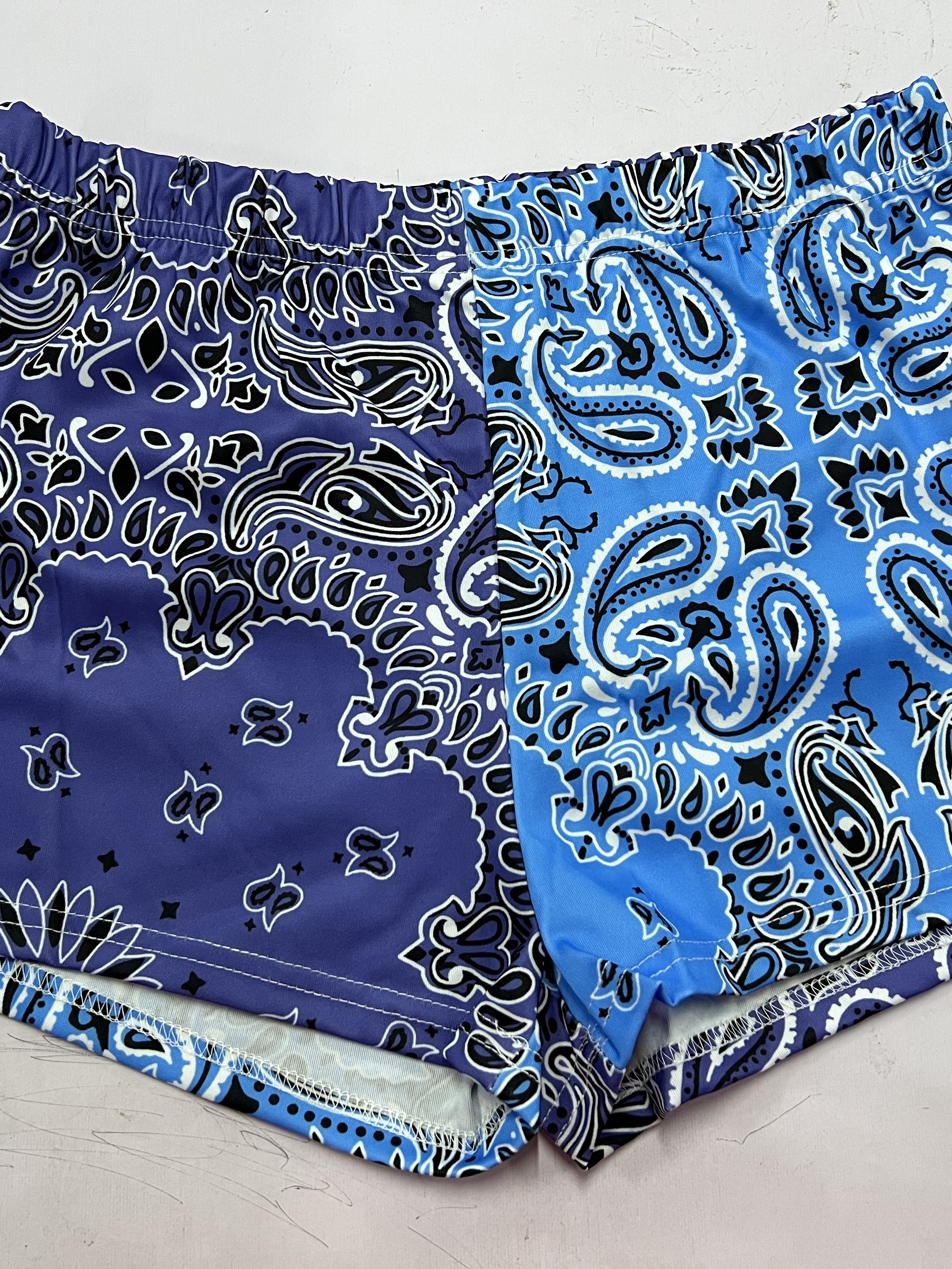 Casual Paisley Print Two piece Set Crop Cami Top Slim Shorts