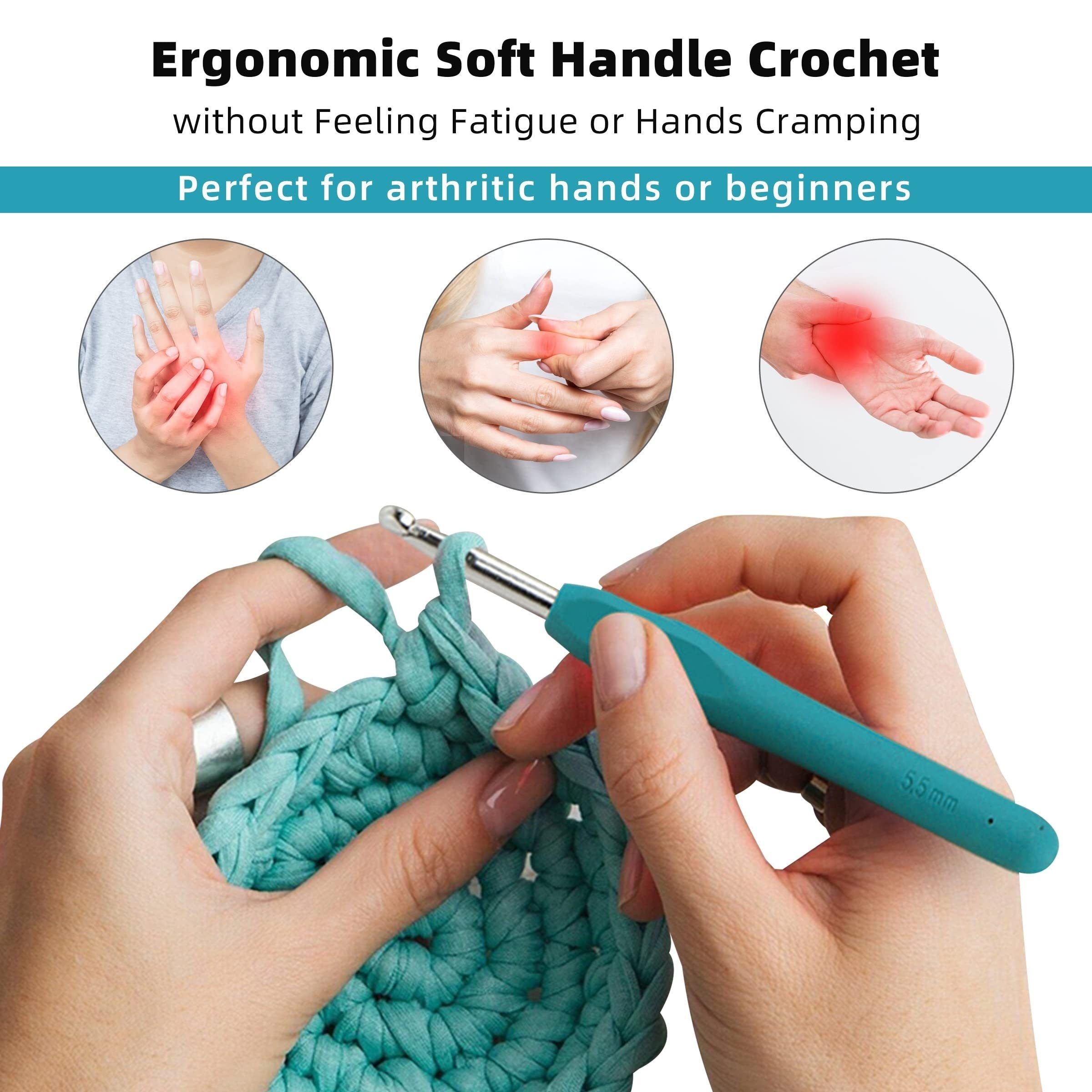 5.5mm Crochet Hook, Wooden Handle Crochet, Ergonomic Crochet with 10 Pcs  Stitch Markers for Arthritic Hand, and Beginners and Lovers DIY 