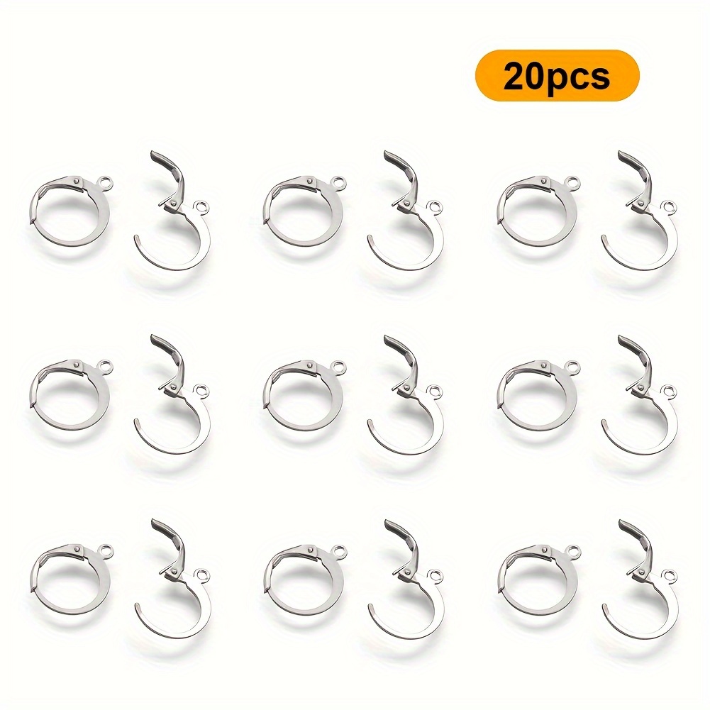 Stainless Round Lever Back Hoop earring hooks 10pcs (5 pairs) Hypoalle