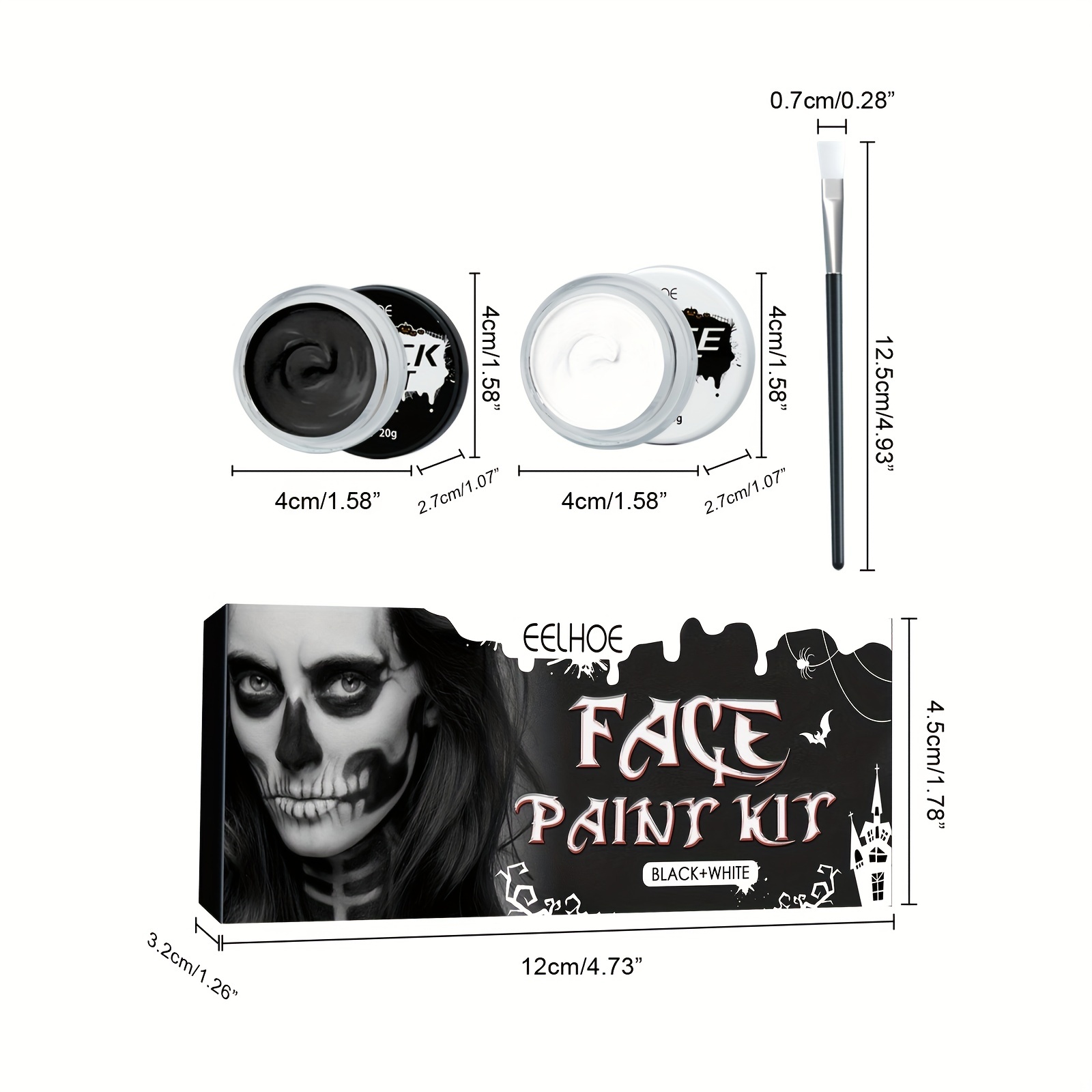 Peinture Corporelle Noir Et Blanc D'Halloween Peinture - Temu Canada