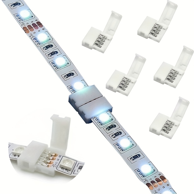 Connecteurs De Bande Lumineuse Rgb Led, 4 Broches 5050, 10mm
