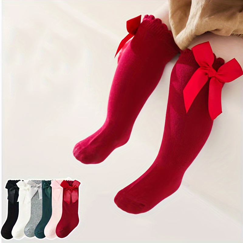 medias rojas para niños y niñas/medias largas elásticas de moda sobre la  rodilla/calcetines largos elásticos altos