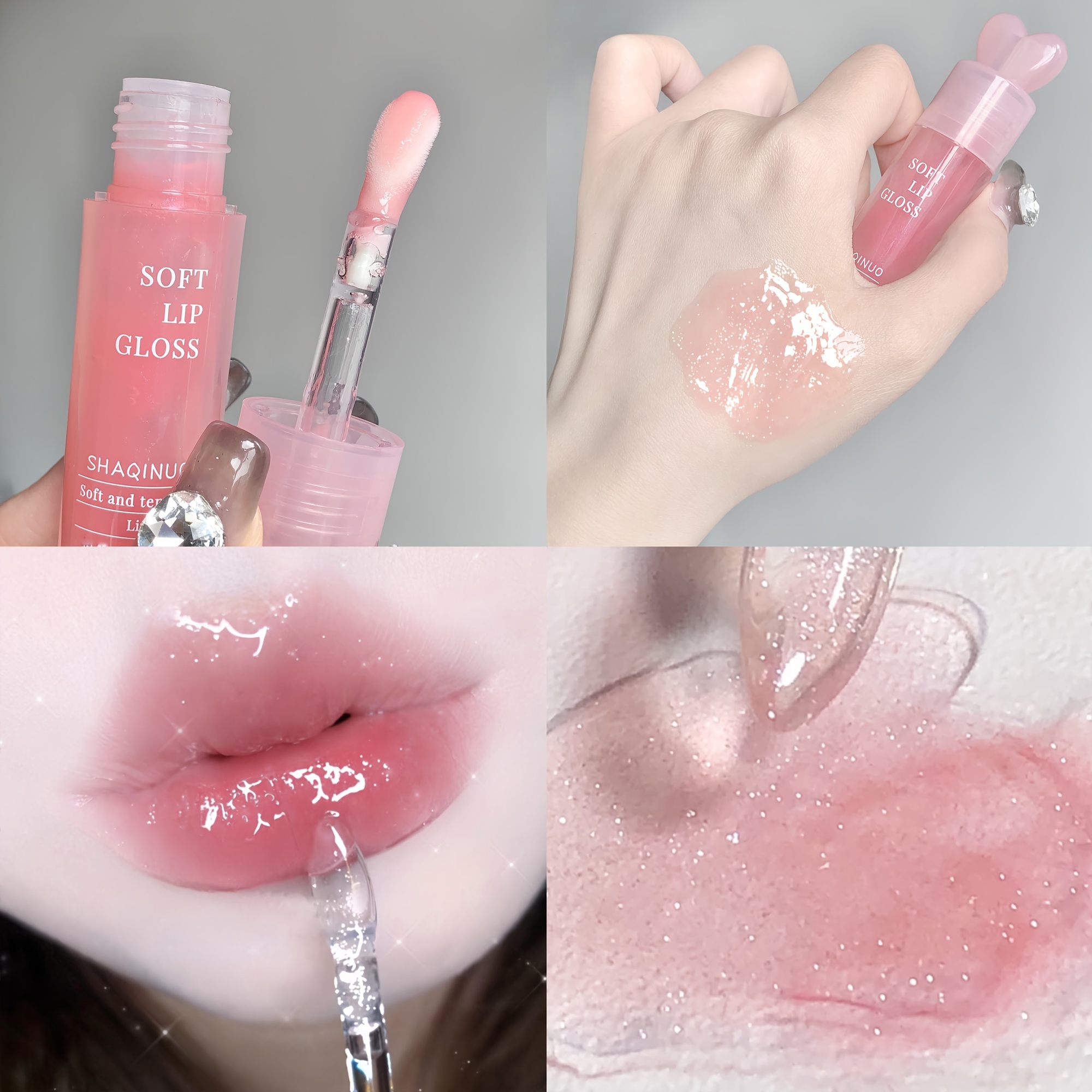 Sparkling Glitter Gel + Pearlescent Metallic Lip Gloss + - Temu