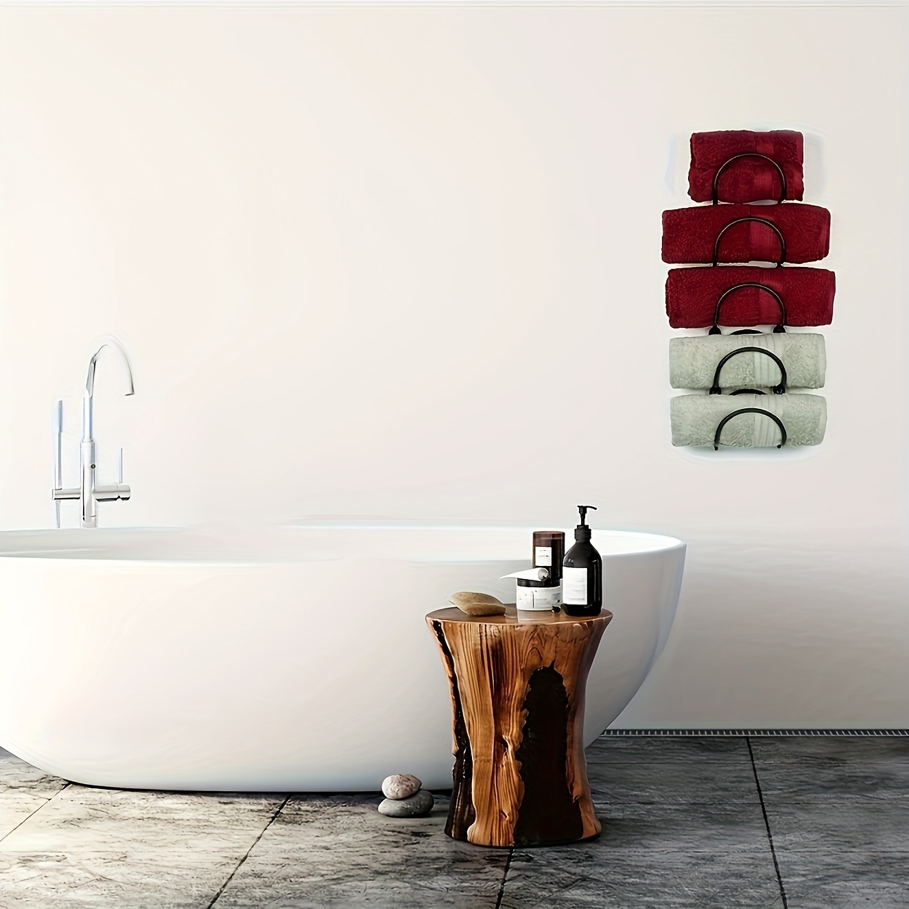 mDesign Toallero ajustable de metal para ducha y baño, colgador de barra de  3 niveles con 2 ganchos para baño, toalla para colgar, manta, paños de