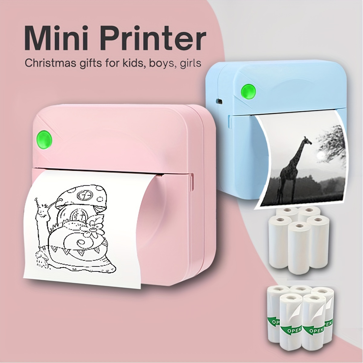 Portable Mini Label Printer Bluetooth Pocket Mini Thermal Printer with  Printing Paper Wireless Smart Mini Printer for Mobile Phone IOS Android  Inkless Printer for Photo Picture