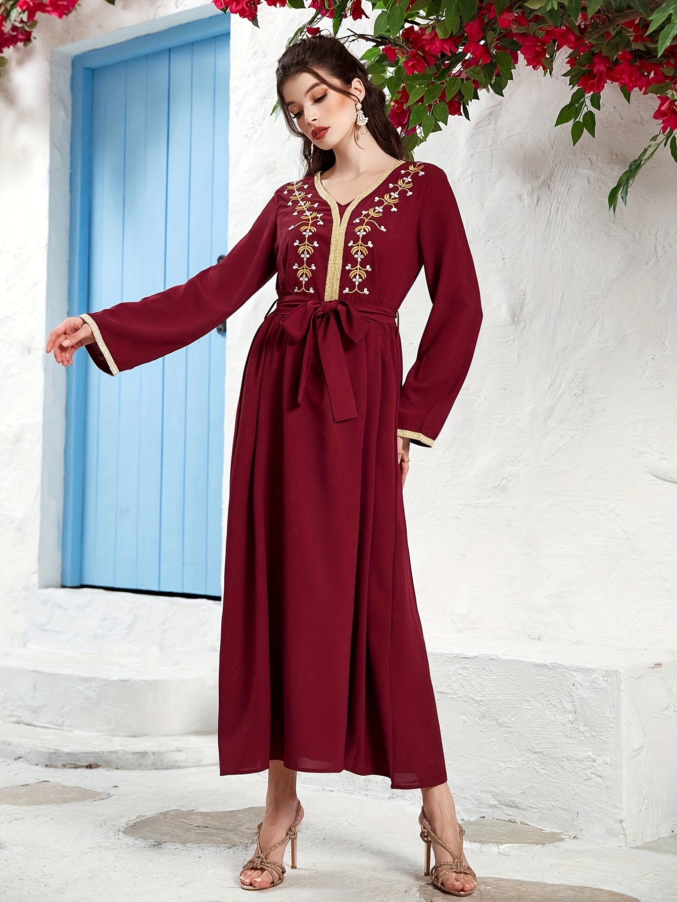 Burgundy shop kaftan dress