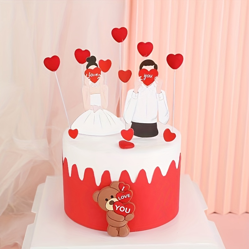 Heart Shaped Cake Toppers Plastic Love Cake Inserts Cake - Temu