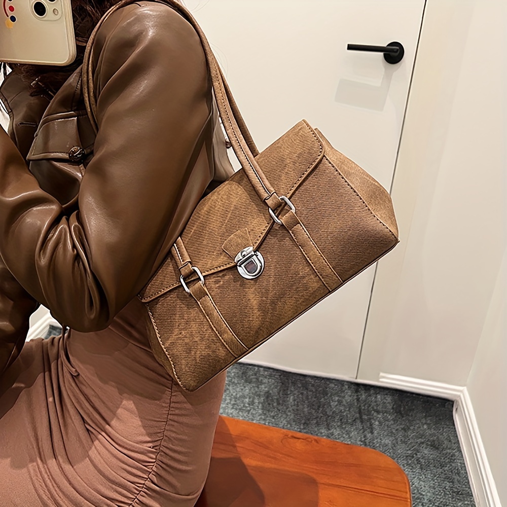 Woven Detail Baguette Bag, Buckle Decor Shoulder Bag, Women's Stylish  Underarm Purse - Temu