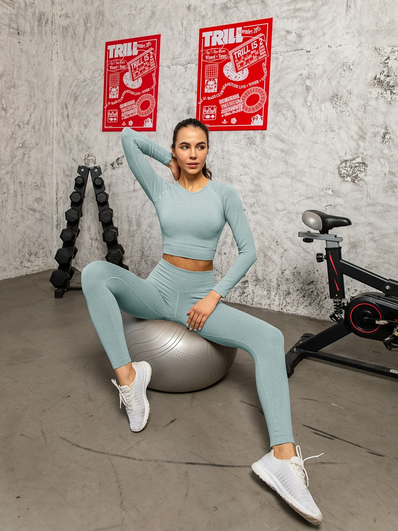 La mujer Set de Yoga Gym Fitness Tenis ropa Camiseta+pantalones
