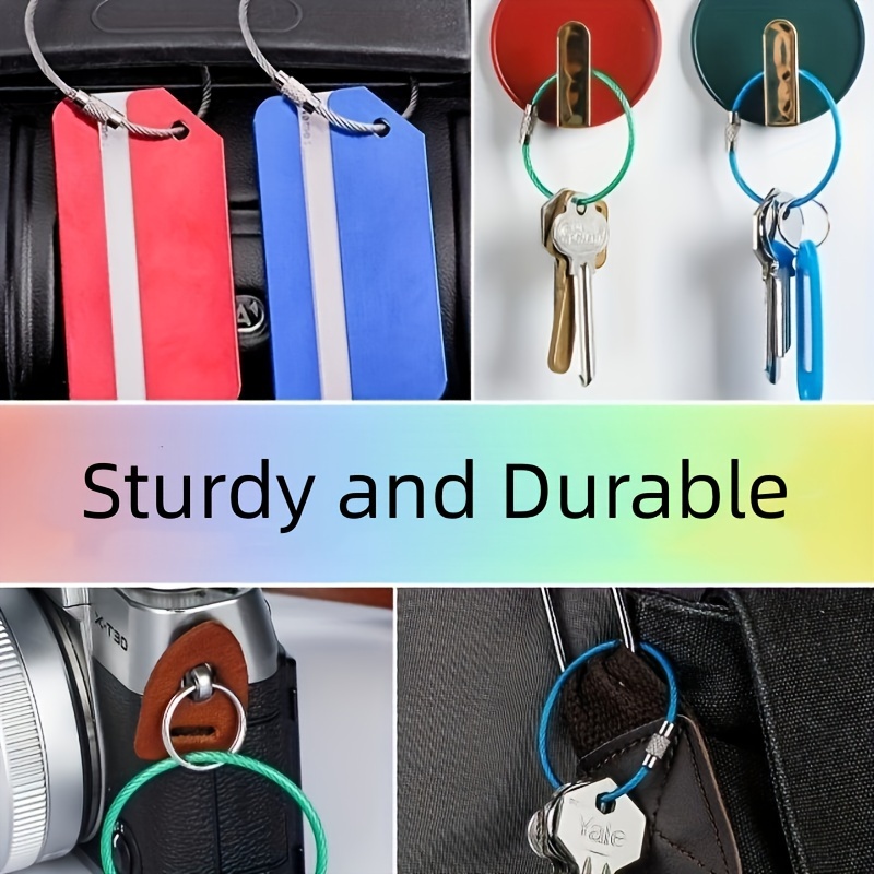 Wire Loop Luggage Tag Holders - 6 inch Metal Stainless Steel Cable Ring  Connectors for Keys or Luggage Tags