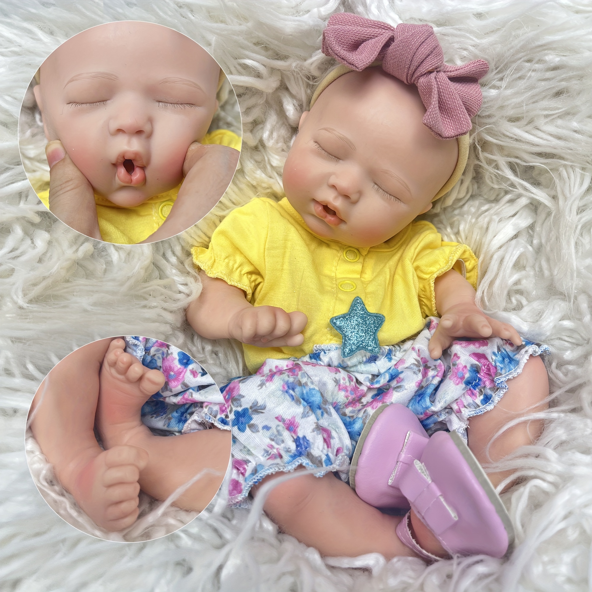 33CM Full Body Solid Silicone Girl Baby Reborn Doll Painted Real Newborn  Dolls