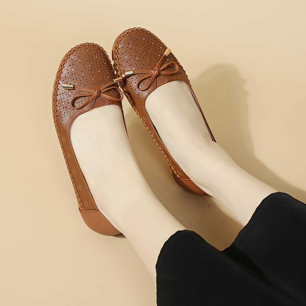 women s solid color elegant flast bowknot decor soft sole details 10