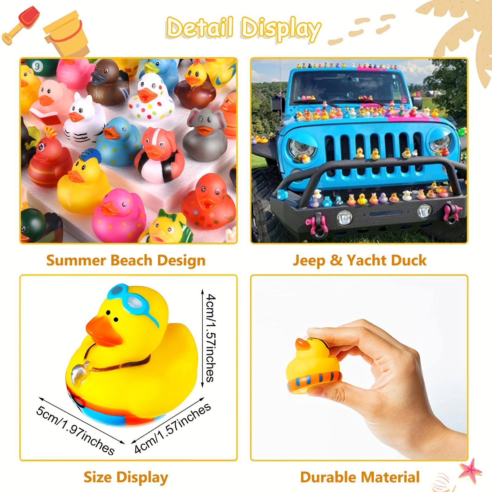 Assortment Rubber Duck Toy Duckies for Kids, Bath Birthday Gifts Baby  Showers Classroom Incentives, Summer Beach and Pool Activity, 2 (10-Pack)