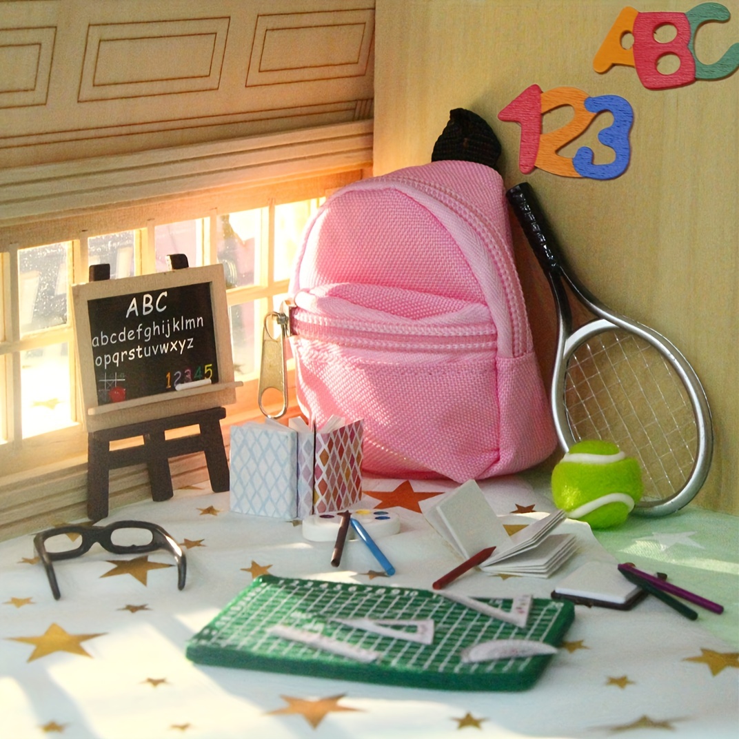 

Dollhouse Mini Campus Stationery Set - Bjd Doll Canvas Schoolbag Simulation Learning Supplies Set - Perfect For Dollhouse Play And Learning