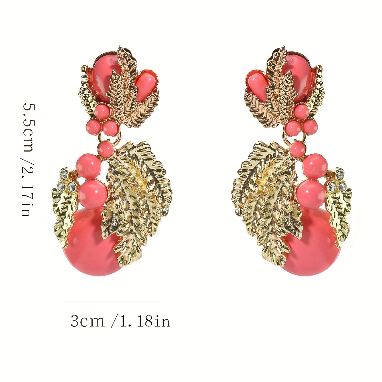 Vintage Elegant Sweet Resin Flower Ear Clips, A Pair