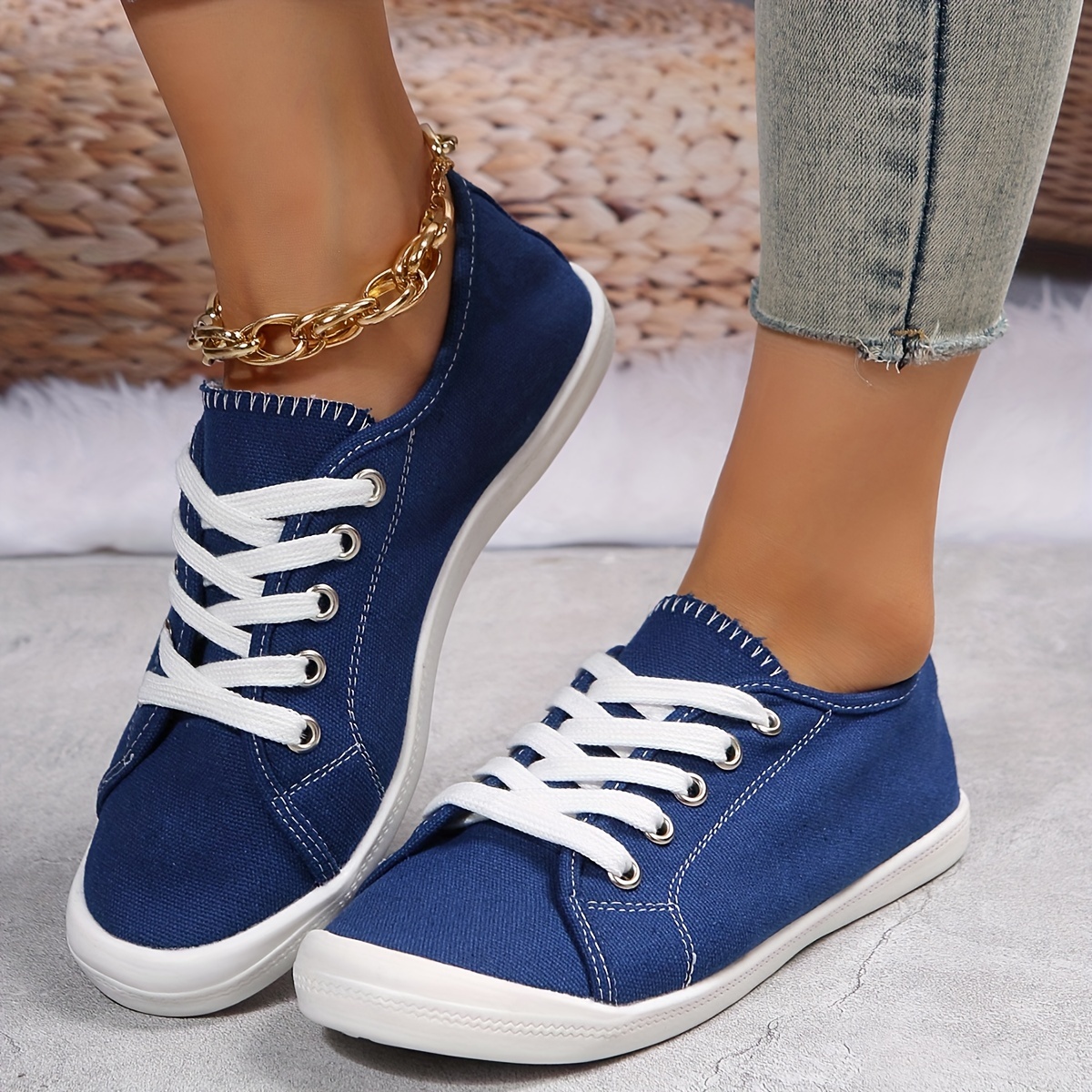 Women's Canvas Lace Up Casual Shoes Lightweight & Comfortable