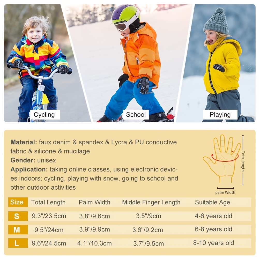 Kinder Touch Control Warme Winter Skifahren Handschuhe Ski