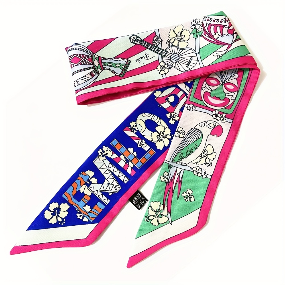 Vintage Pattern Silk Neckerchief Hair Ribbon Handbag Wrap