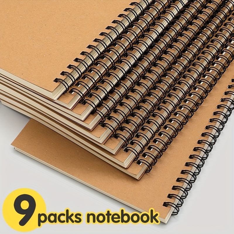 Brown Paper Cover Spiral Coil Notebook Notepad With Pen - Temu