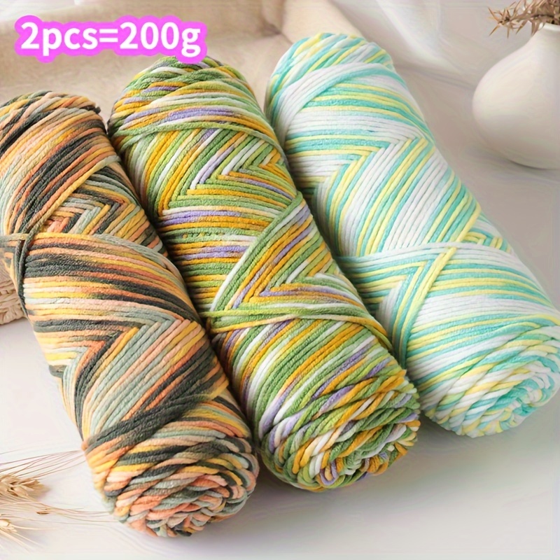 

2pcs Acrylic Yarn, 5 Strands Colorful Yarn, Sweater Yarn Scarf Yarn Medium Thick Yarn, Diy Knitting Crochet Material Bag For Hand Knitting Diy Hats, Scarves, Coats 200g