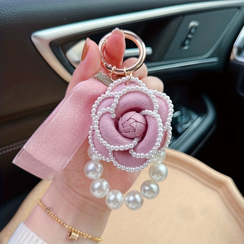 Valentine's Day Bow Real Rose Eternal Flower Pearl Chain Key Chain Creative  Rose Car Key Chain Bag Pendant Gift - Temu