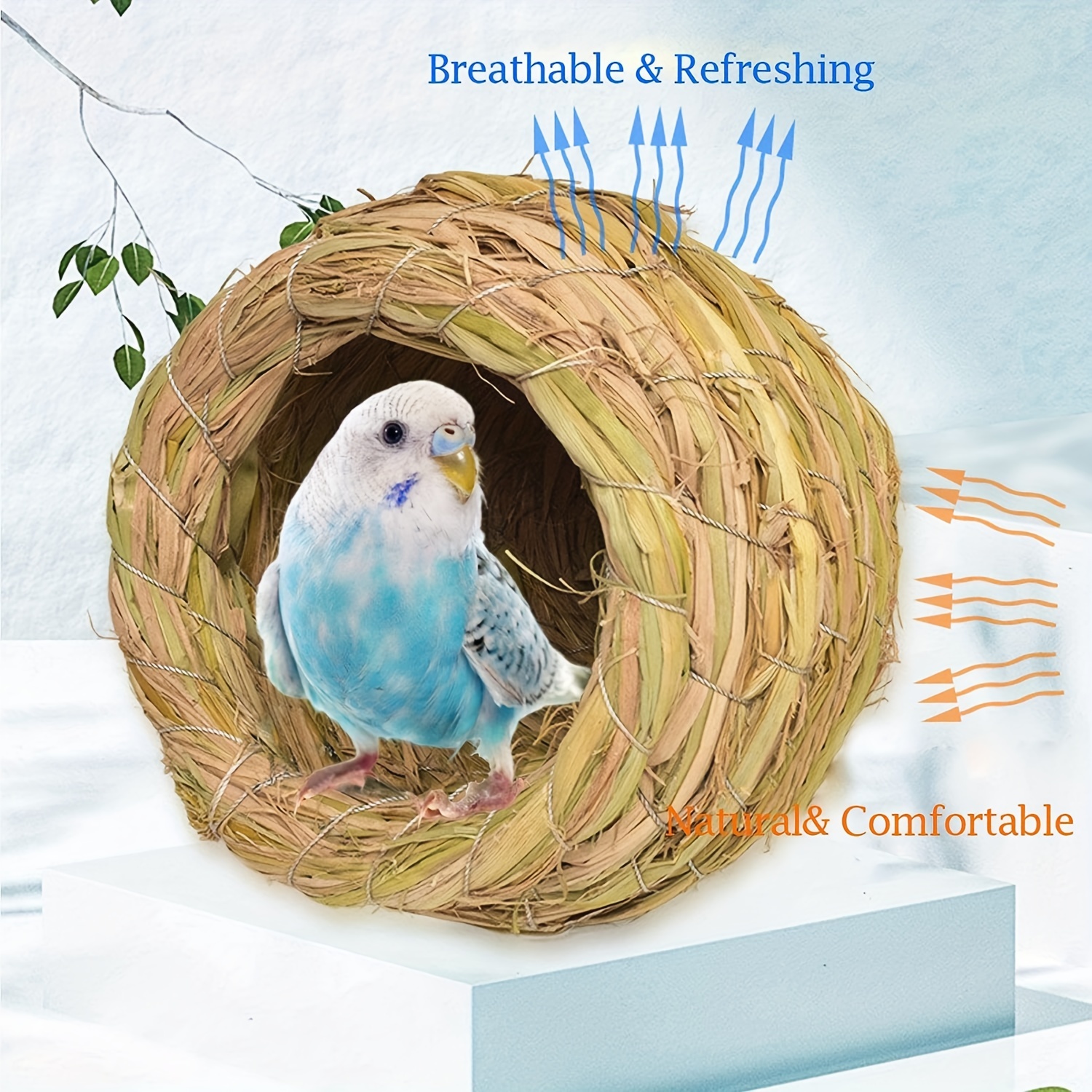 Hanging Bird House Hand Woven Grass Bird Hut Eco-friendly Birds Straw Cages  Cozy Birds Nest Shelter from Cold Weather