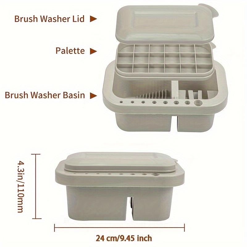 Seau De Lavage À Brosse Polyvalent, Baril À Brosse, Seau À Récurer Pour  Acryliques, Aquarelles Et Peintures À Base D'eau, Polyvalent Comprenant Des  Porte-brosses Et Des Plateaux, Bassin De Nettoyage Et De