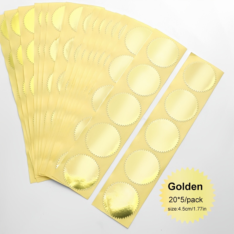 100 Gold Embossed Foil Blank Certificate Self-Adhesive Sealing Stickers  Seals