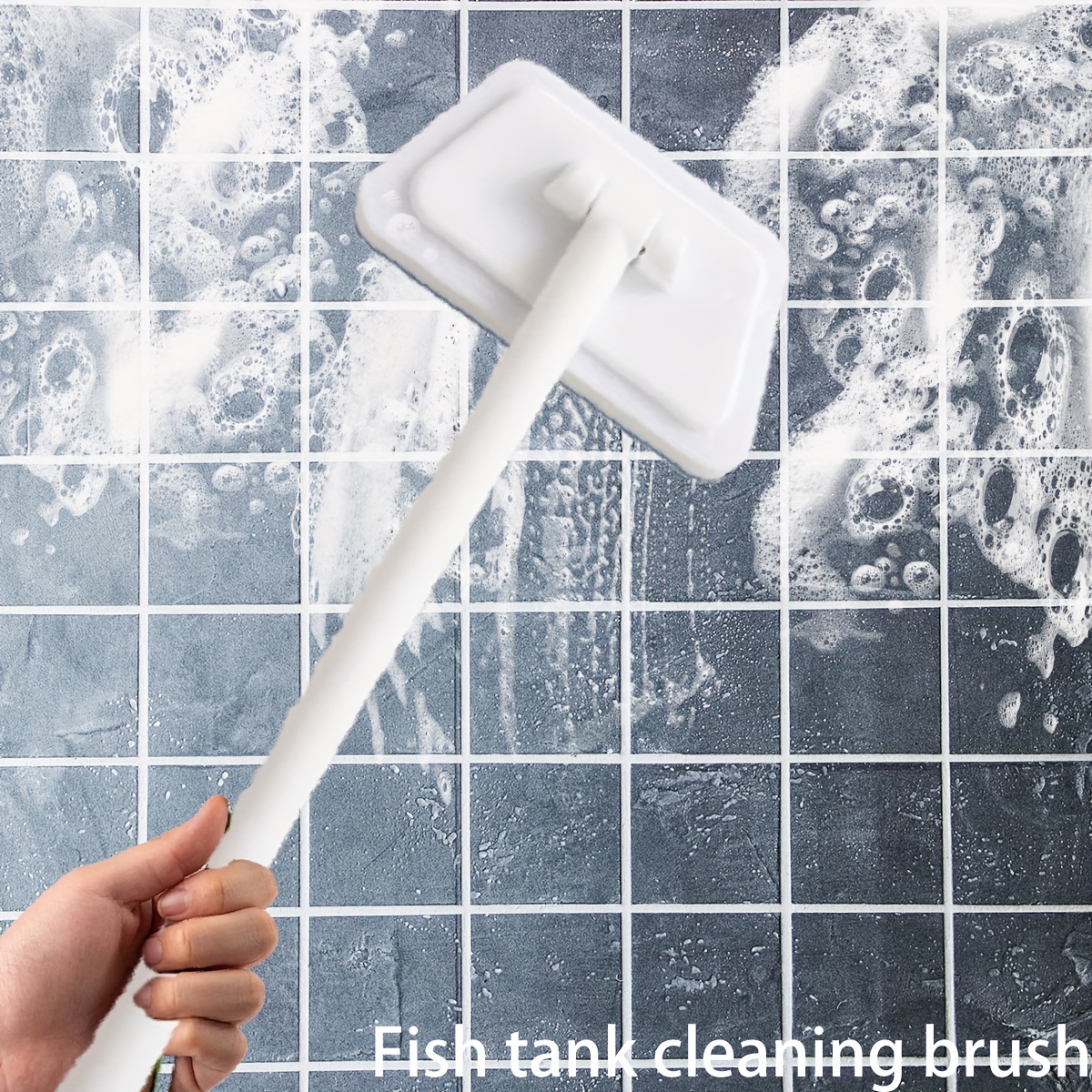 Brosse de nettoyage 3 en 1 pour carrelage de salle de bain, brosse à  récurer à long manche de 147 cm, poils rigides, éponge + tampon en  microfibre