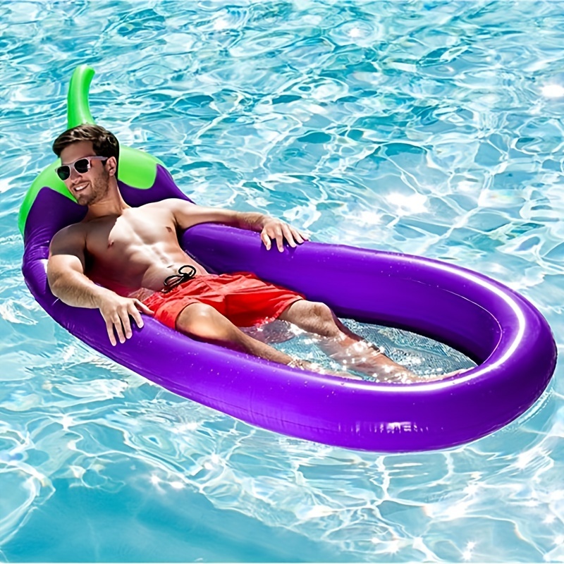 Eggplant Pool Float for Water Parties and Outdoor Rafting
