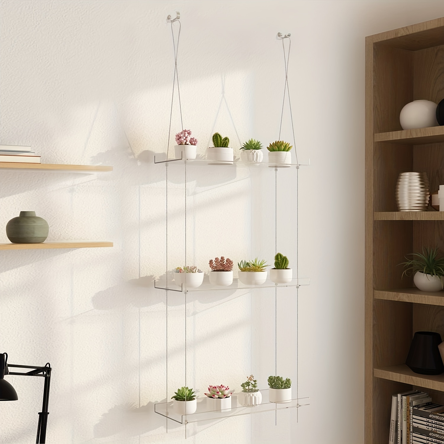 Clear Brass and Lucite Shelf and Hanging Rod Set - Storage