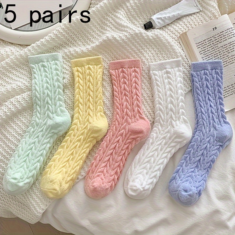 1 Pair Twisted Knit Pile Socks