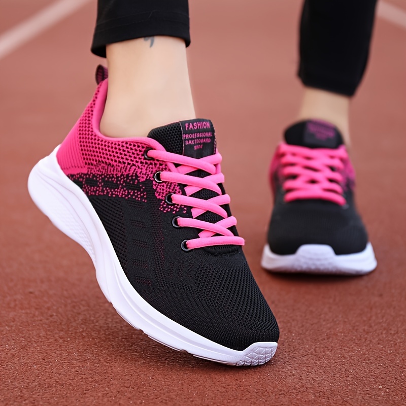  Zapatillas rojas para mujer, zapatillas deportivas con cordones  y suela suave, cómodas, para correr al aire libre, zapatillas deportivas  transpirables, Zapatillas rosa intenso : Ropa, Zapatos y Joyería