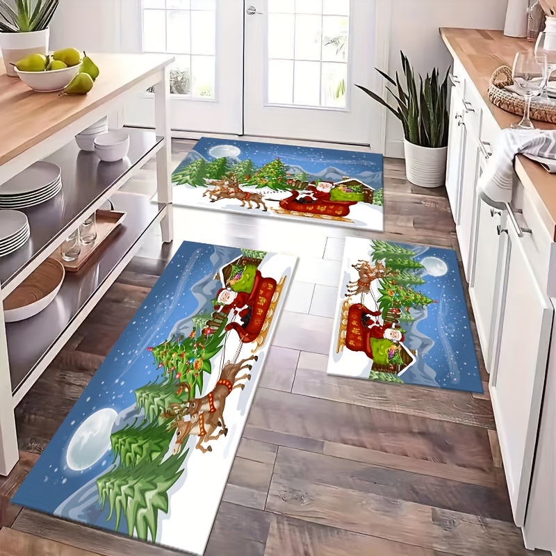 Soft And Anti fatigue Christmas Kitchen Rug Set Waterproof - Temu