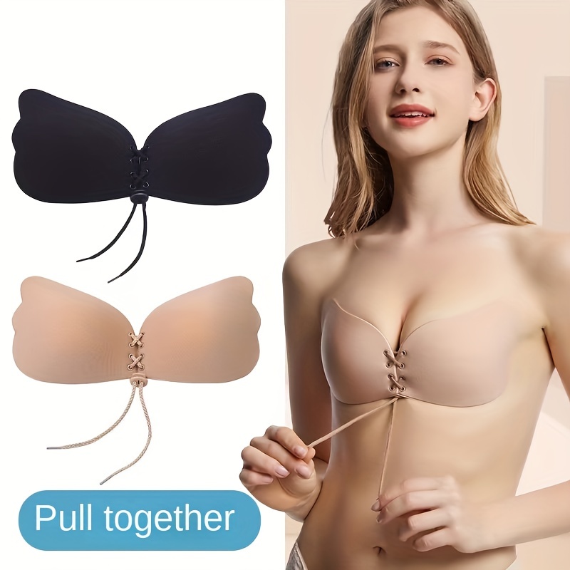 Tie Front Silicone Nipple Pasties, Push Up Lift Invisible Adhesive Bra,  Women's Lingerie & Underwear Accessories