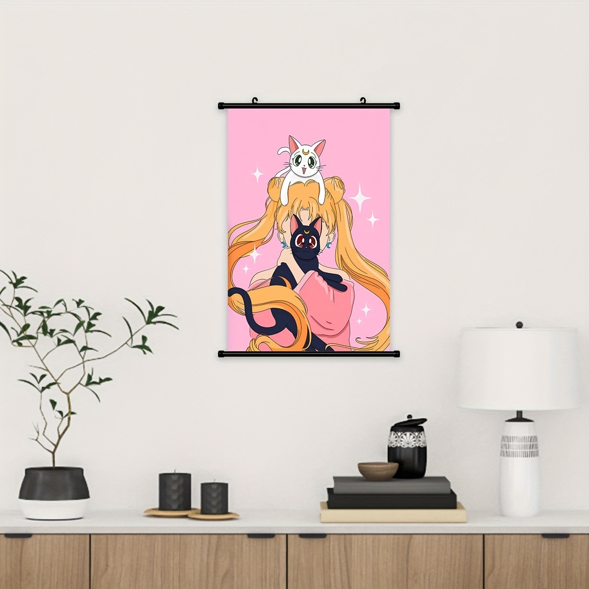 Abstract Canvas Painting Fantasy Japanese Anime Cute Cat - Temu