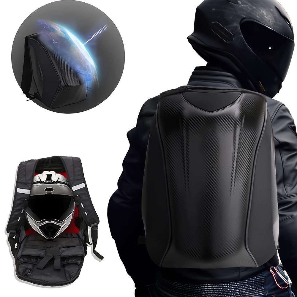 Motorcycle Backpack Waterproof Bag For Men - Hard Shell Backpack Motorbike  Helmet Backpack Large Bag For Travelling Camping Cycling Storage Bag