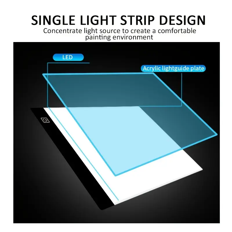 Magnetic LED Tracing Light Pad A4 size Light Box Ultra-thin 5mm Stepless  brightness control with memory function USB Powered Tatoo Pad Animation,  Sketching, Designing X-ray Viewing 6000K